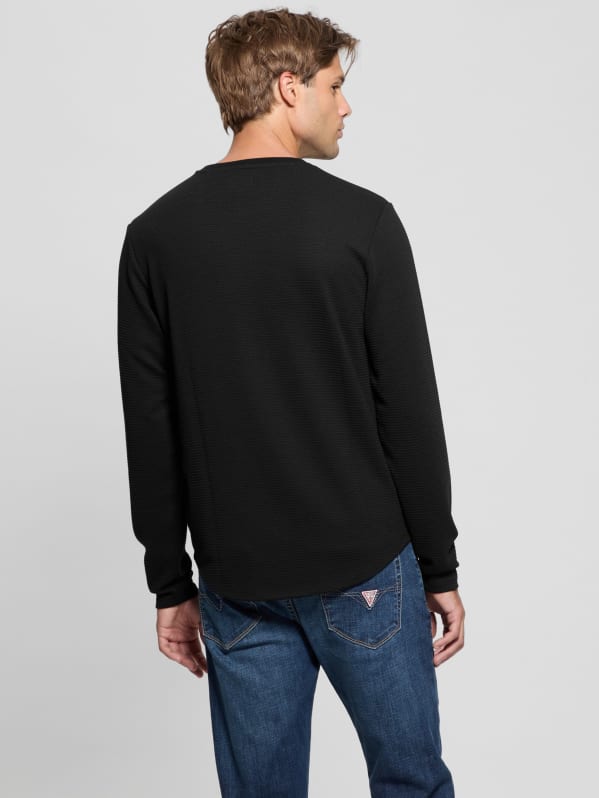 GUESS Textured Long sleeve Tee Black S