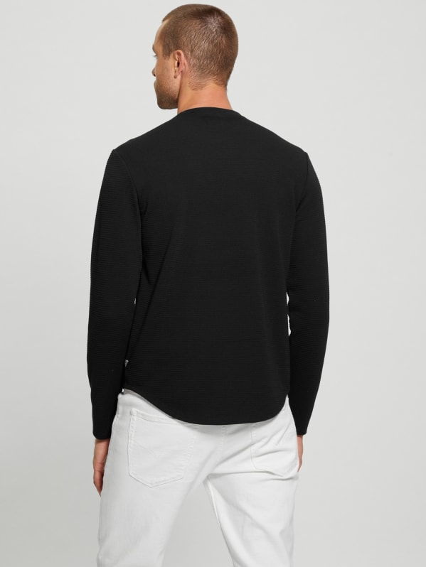 GUESS Textured Long sleeve Tee Black S
