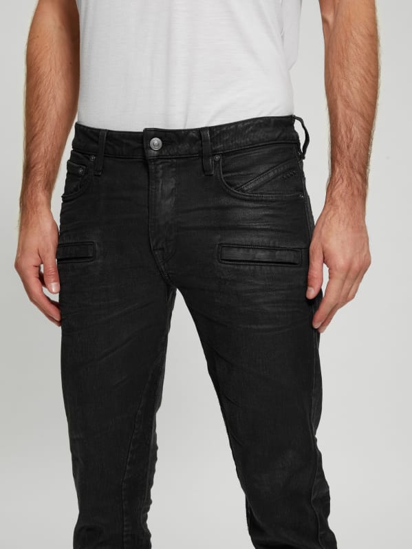 Black 5 Pocket Skinny Coated Jean