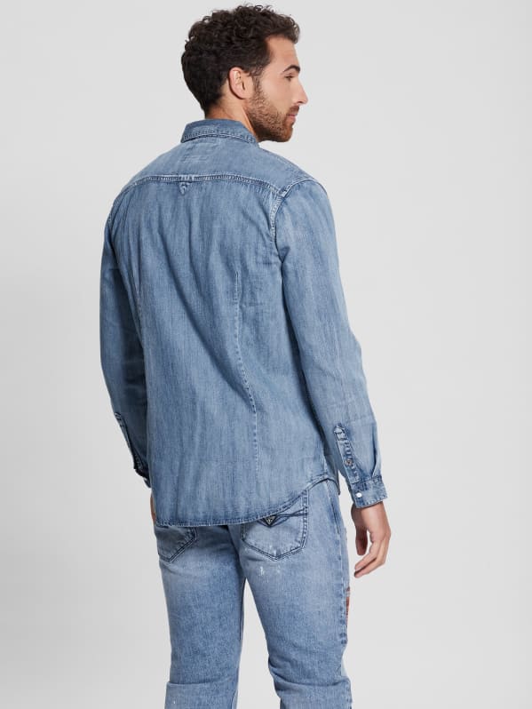 Guess slim fit denim shirt hot sale