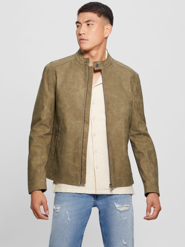 Faux Leather Biker Jacket GUESS Canada