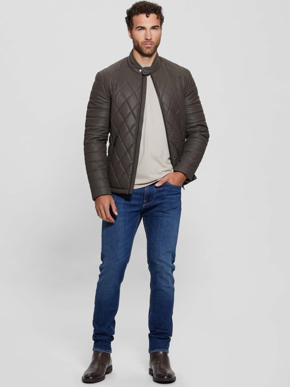 Quilted jacket leather clearance