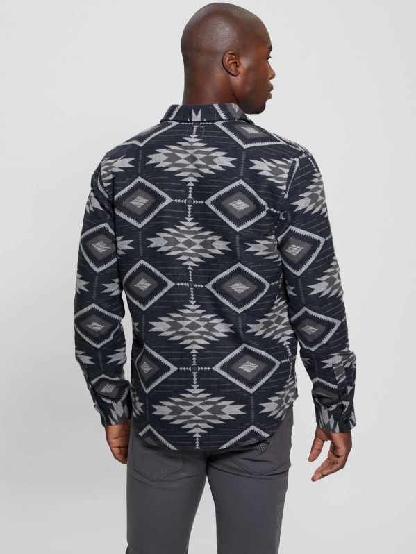 GUESS Southwest Motif Jacquard Shirt Grey M