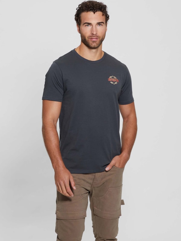Guess motif t shirt hot sale