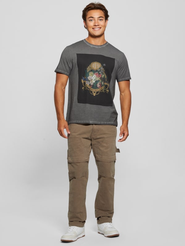 GUESS Eco Still Life Floral Tee Black L