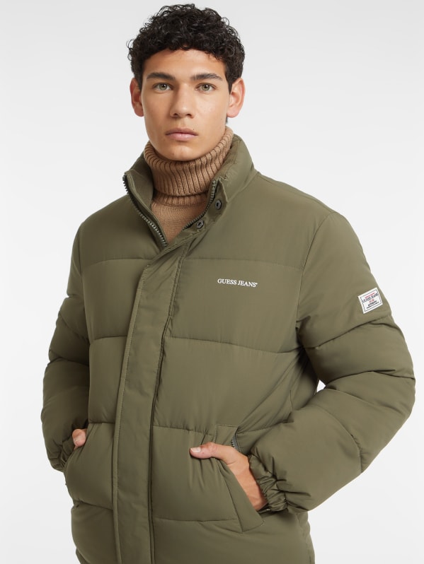 Guess green puffer coat shop