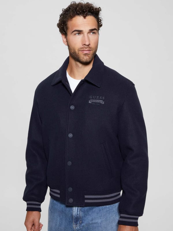 GUESS Eco Melton Flight Jacket Blue L