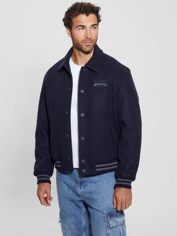 GUESS Eco Melton Flight Jacket Blue S