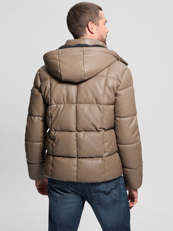 GUESS Faux leather Stretch Puffa Jacket Beige S