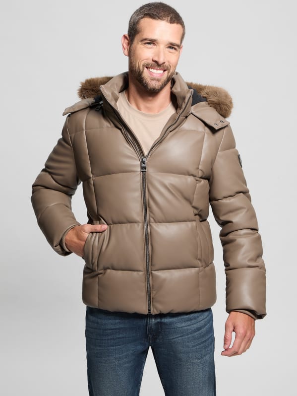 Guess leather fur jacket hotsell