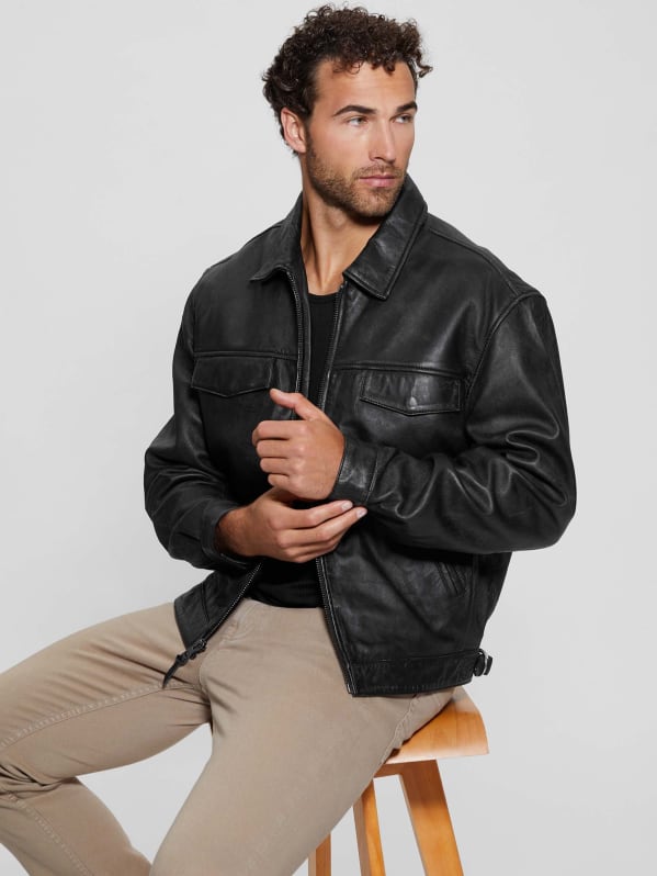 Guess leather touch jacket discount