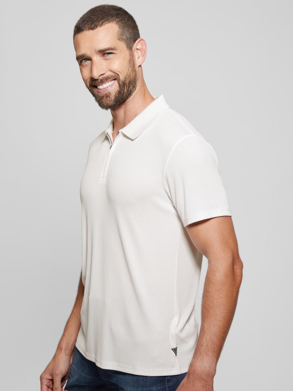 GUESS Union Rib Knit Polo White L