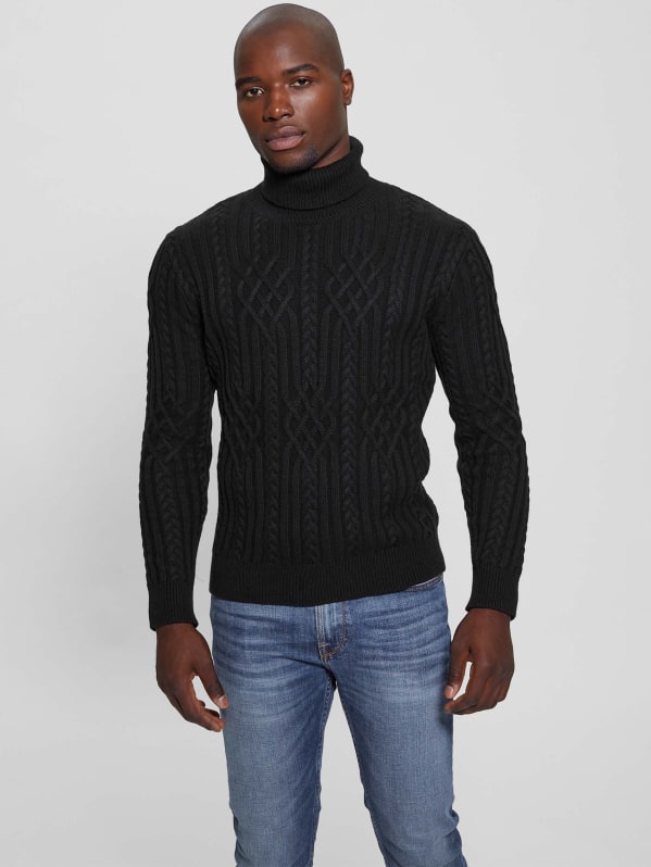 Black cable knit sweater discount