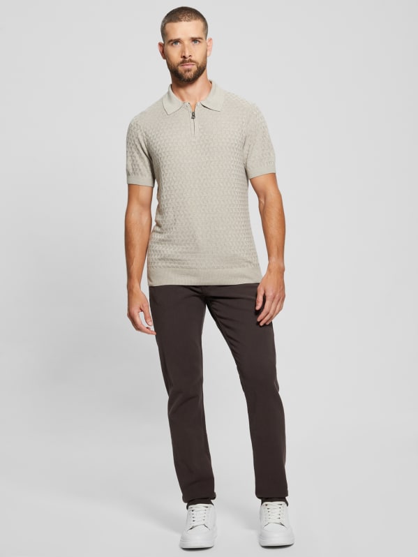 お礼や感謝伝えるプチギフト Guess Men's Checkered Zip Kyle Polo トップス