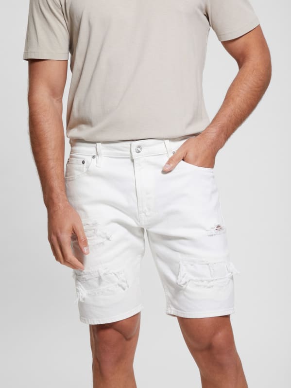 Wyatt Destroyed White Shorts GUESS