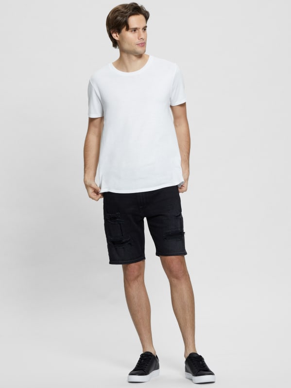 GUESS Wyatt Destroyed Black Shorts Black 31