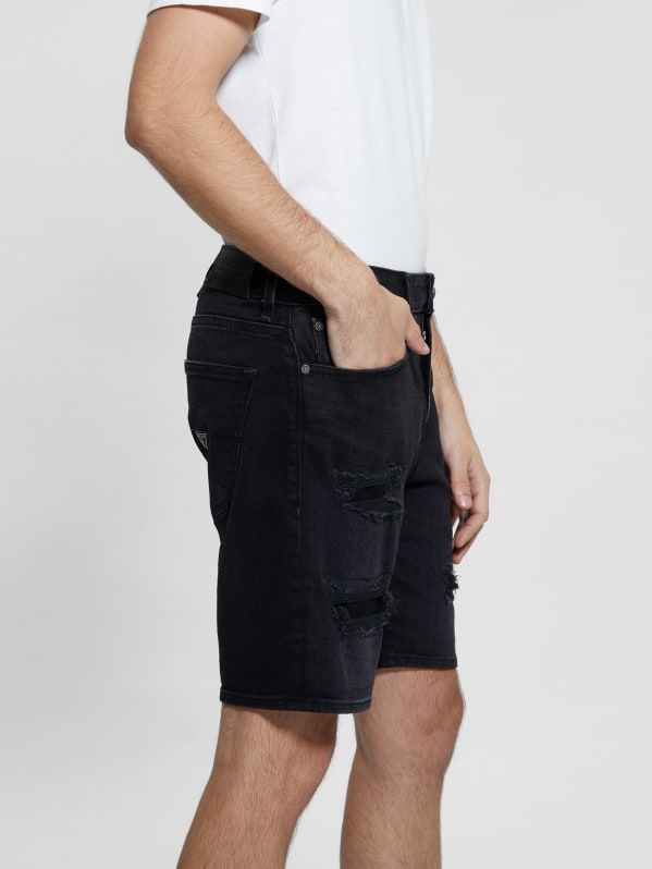 Black destroyed bermuda shorts online