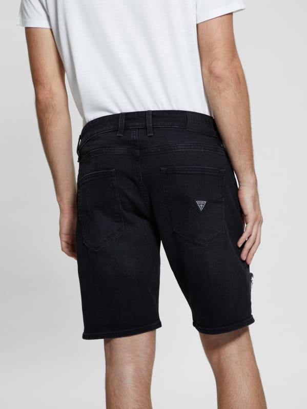 GUESS Wyatt Destroyed Black Shorts Black 31