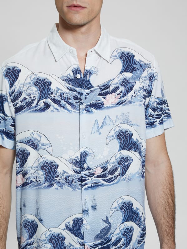 Guess hawaiian shirt hot sale