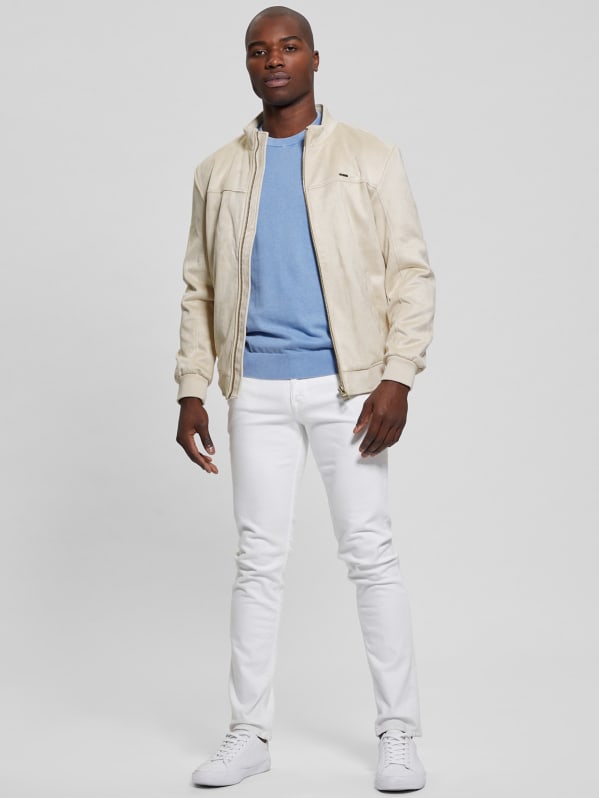White suede jacket mens sales