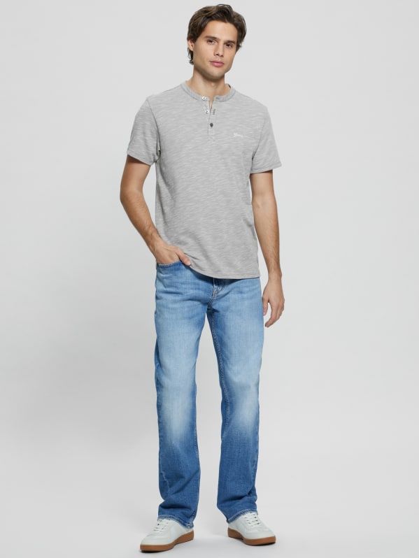 Guess henley shirt hot sale