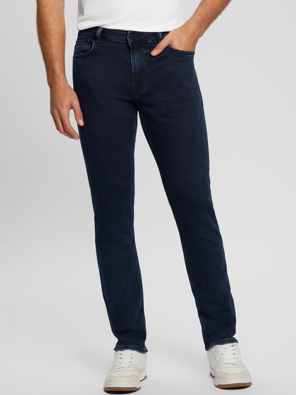 Mens dark hotsell blue tapered jeans