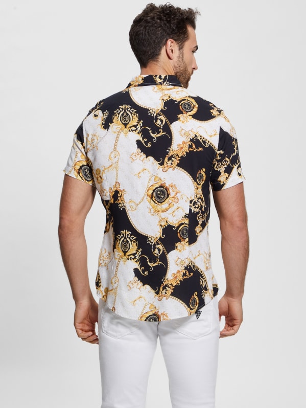 White and gold guess shirt store