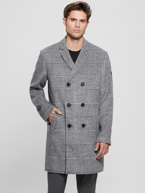 Leo Glenn Wool Blend Double Breasted Coat GUESS
