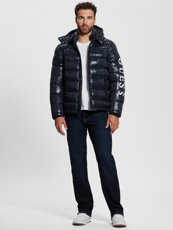 Shiny Hooded Puffer Jacket | GUESS