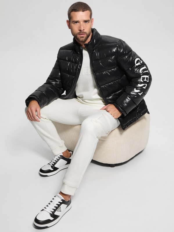 GUESS Shiny Hooded Puffer Jacket Black S