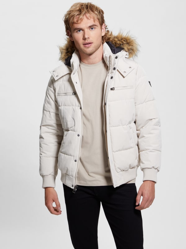 Guess white puffer jacket store