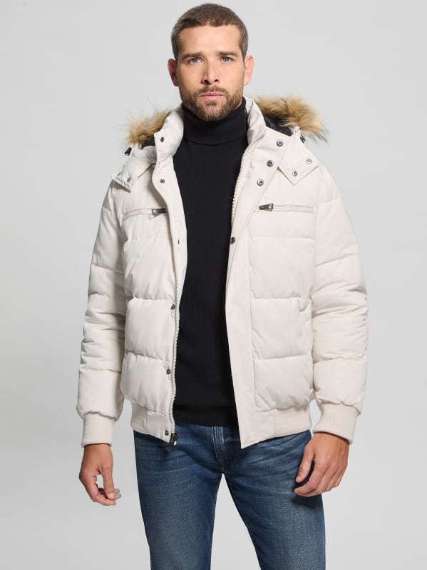 GUESS Heavy Flight Puffer Jacket Muted Stone M