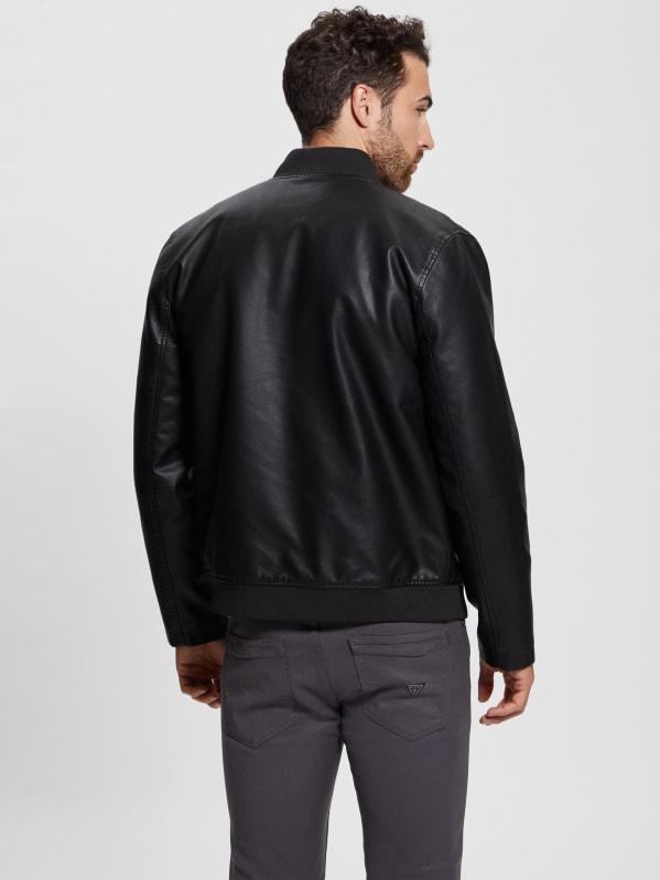 Faux Leather Aviator Jacket