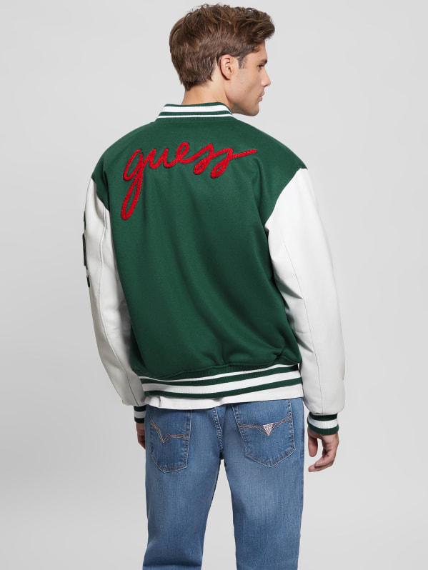 Big and Tall Teddy Varsity Jacket - Green Green / 4XL