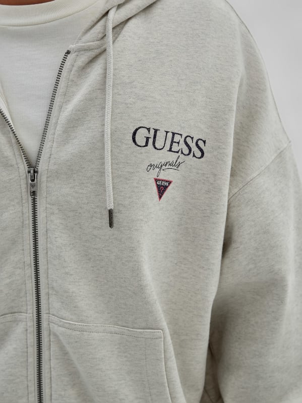 GUESS Originals Heathered Logo Zip Hoodie GUESS