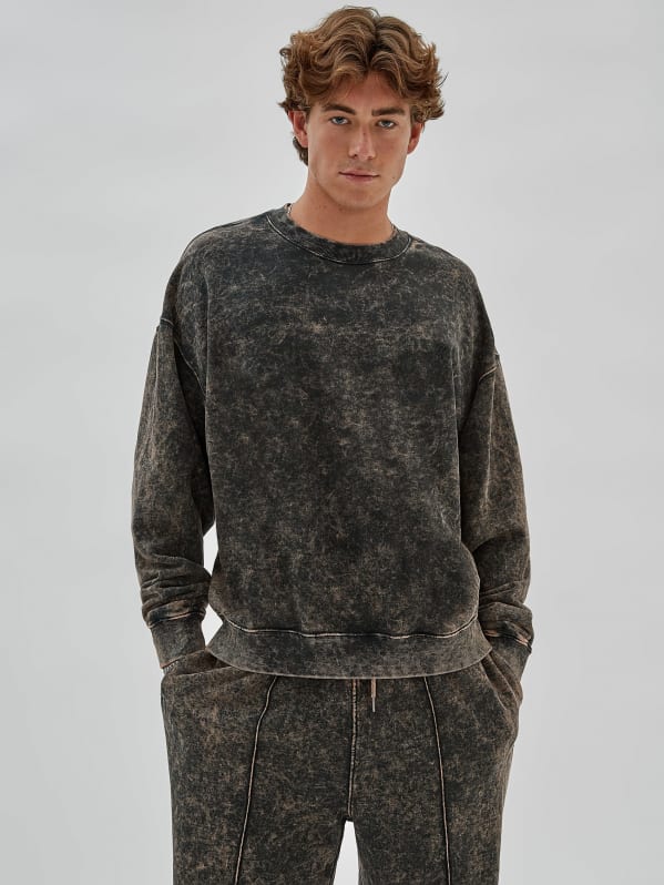 Acid wash crewneck top