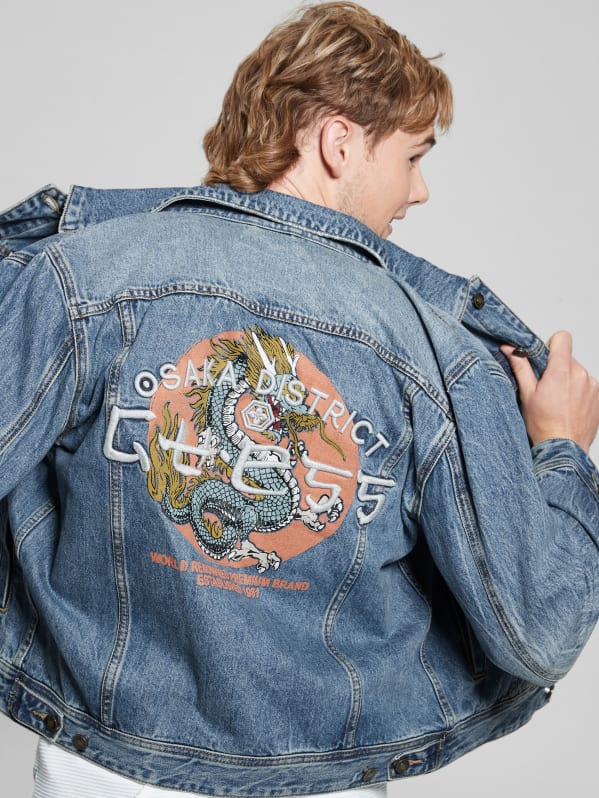 Guess embroidered denim jacket top