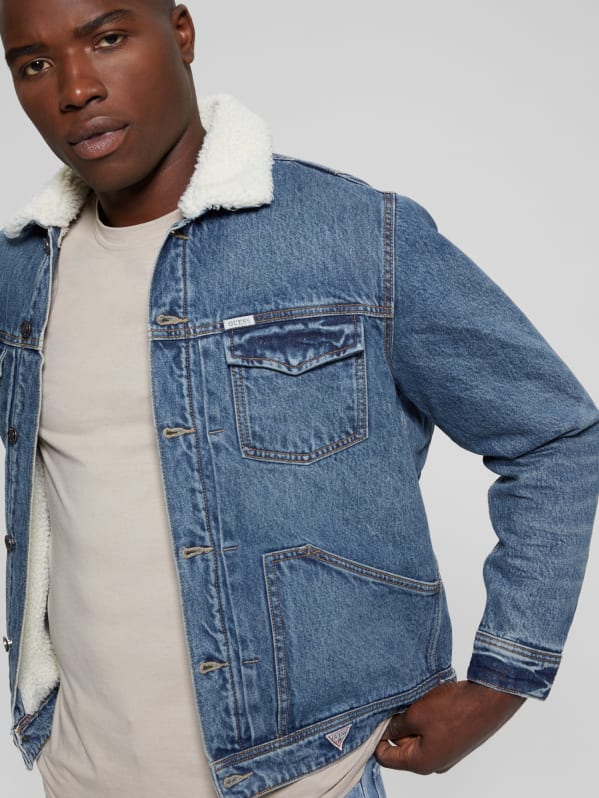 Guess sherpa denim jacket shop