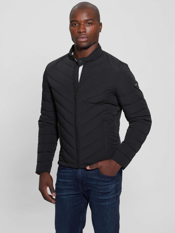 Guess Between Season Jacket male blue plain colored size L