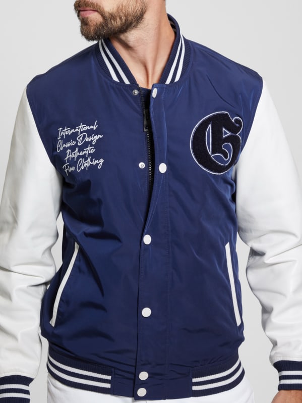 GUESS Color block Varsity Jacket Beige M