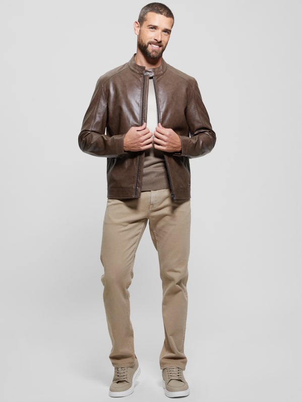 Guess moto leather jacket clearance