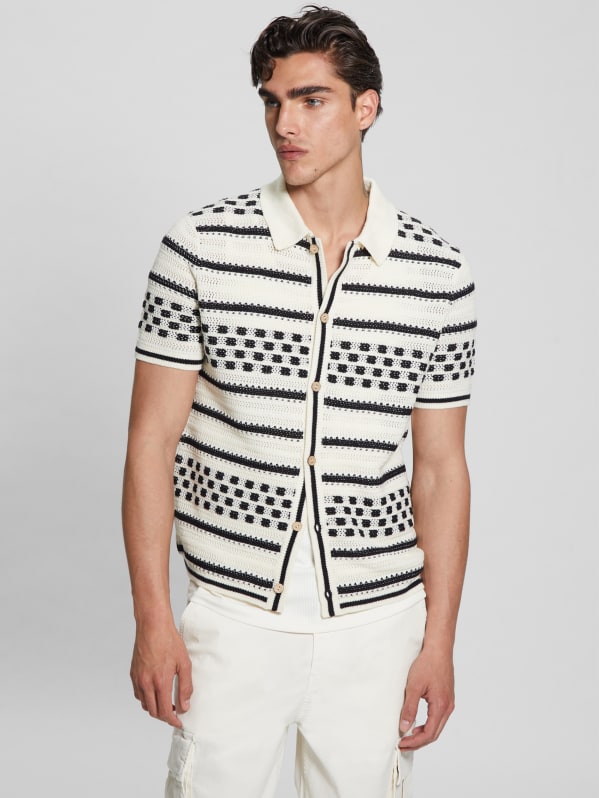 GUESS Checker Stripe Slater Shirt Black XL