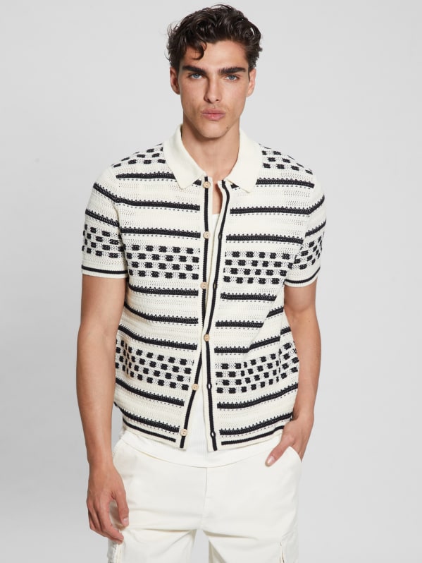 GUESS Checker Stripe Slater Shirt Black XL