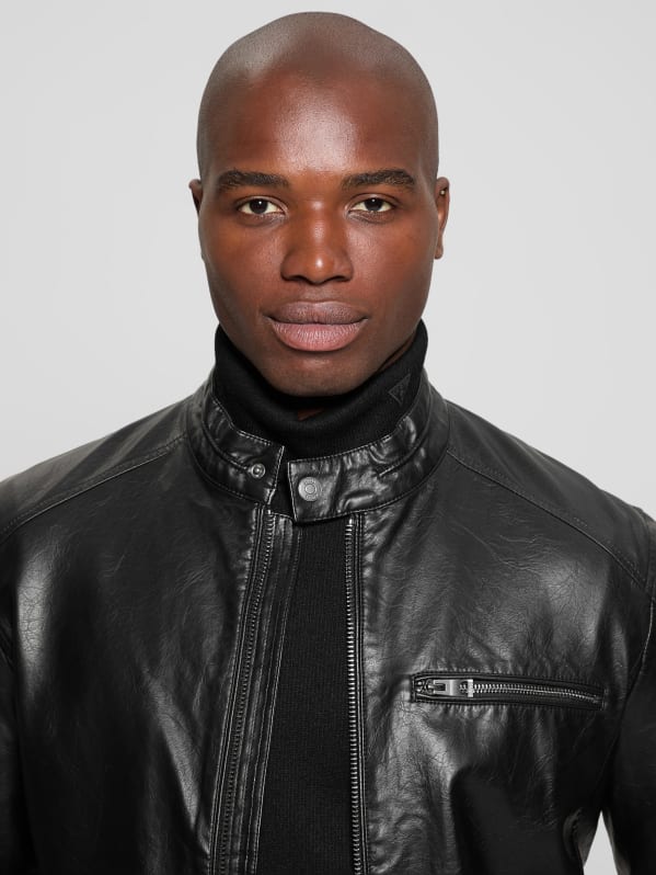 GUESS Faux leather Biker Jacket Black M