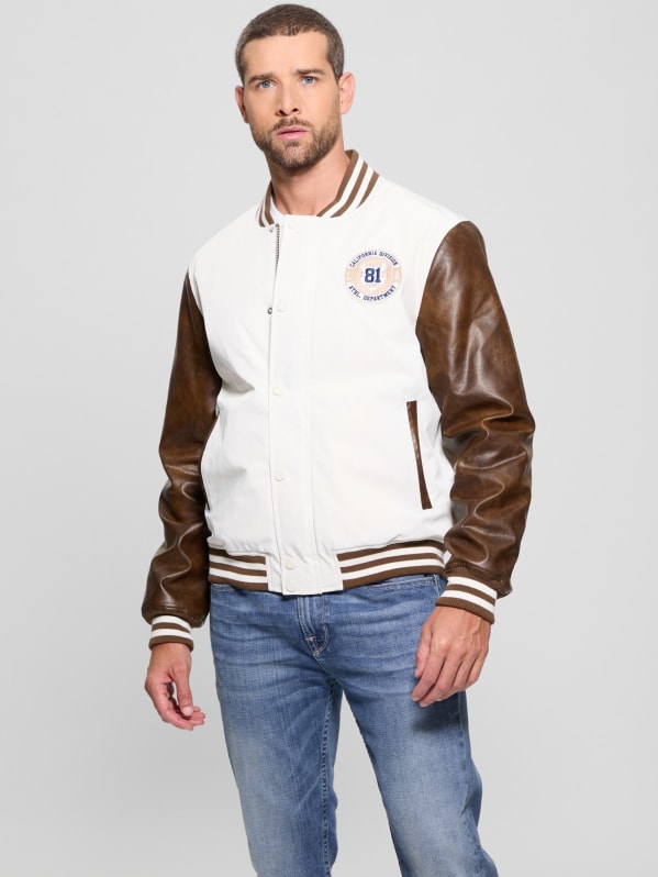 GUESS Eco Varsity Jacket Brown M
