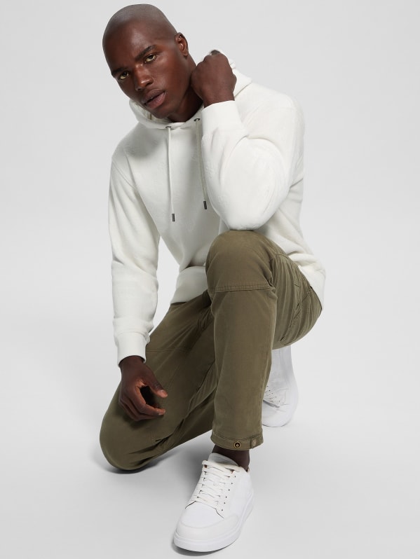 White velvet hoodie top