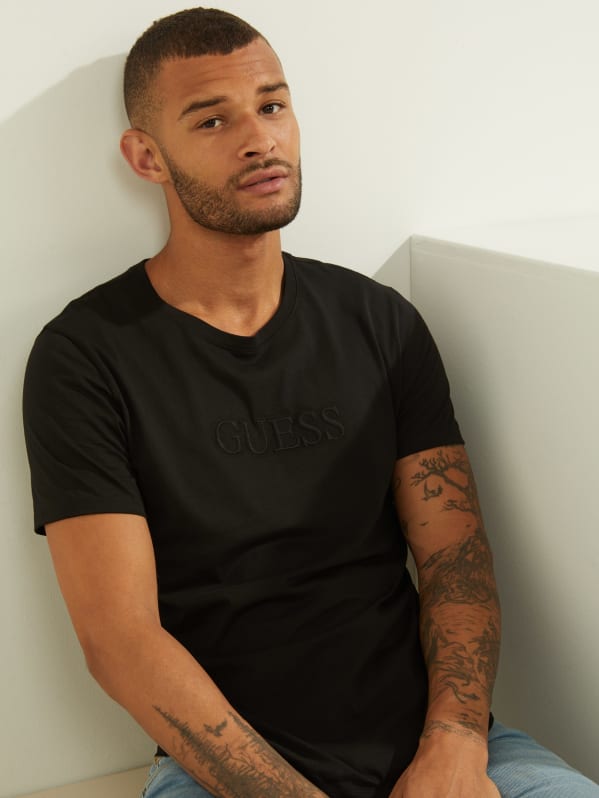 Guess black logo t shirt online