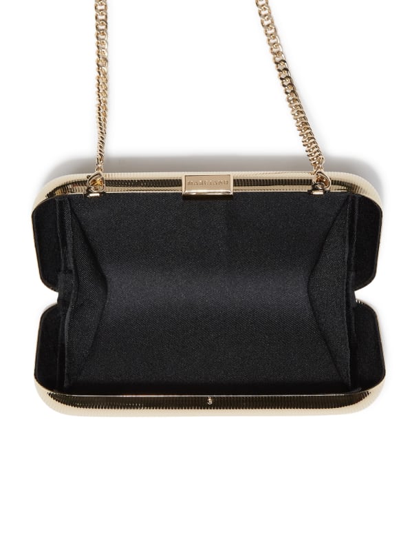 White Gold Textured Clutch GUESS