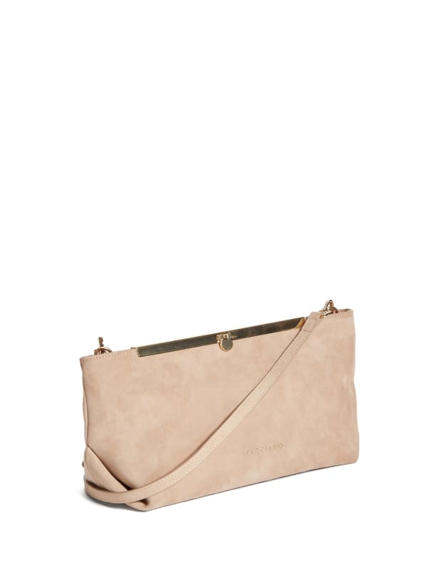 Dusky pink suede clutch bag online