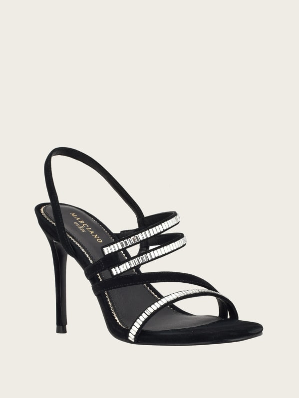 Guess black 2025 strappy heels